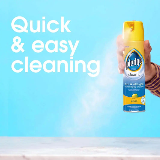 Pledge Dust & Allergen Multisurface Cleaner Spray, Lemon, 9.7 oz, (3-Pack)