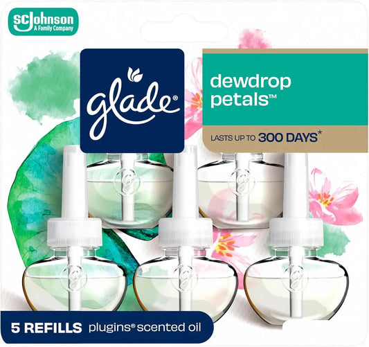 Glade PlugIns Air Freshener Refills, Dewdrop Petals, 5 Count