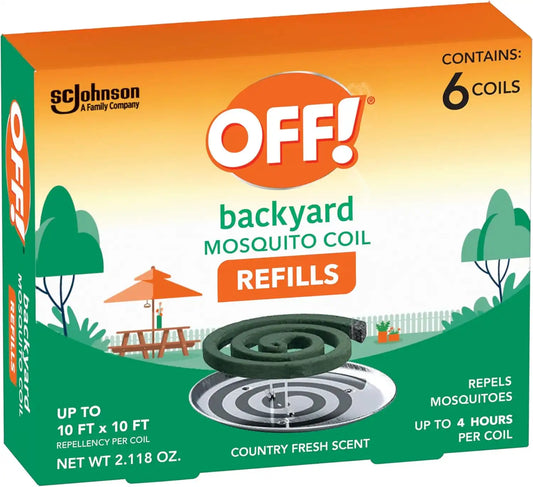 Off! Backyard Mosquito Repellent Coil Refills, Perfect for Outdoor Patios Country Fresh Scent, 6 Count (Pack of 6)