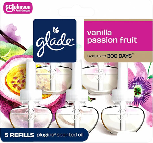 Glade PlugIns Air Freshener Refills, Vanilla Passion Fruit, 5 Count
