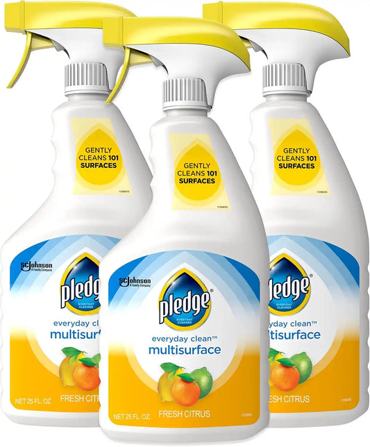Pledge pH Balanced Multi Surface Cleaner Spray, Fresh Citrus, 25 oz, 3 pk