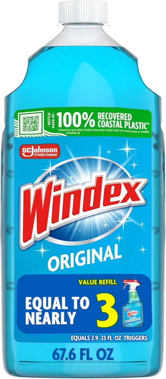 Windex Glass & Window Cleaner Refill, Original, 67.6 oz