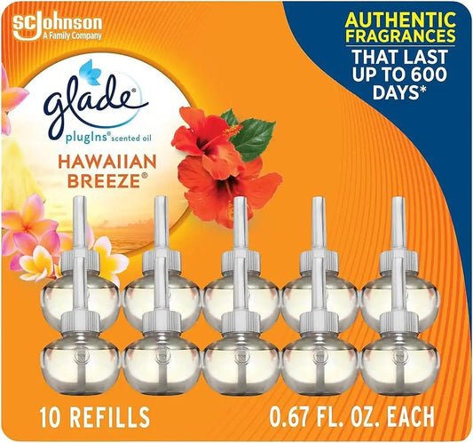 Glade PlugIns Air Freshener Refills, Hawaiian Breeze, 10 Count