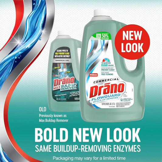 Drano FlowGuard Build-Up Remover, Enzymes Help Prevent Clogs, 60 oz, 1-Pack