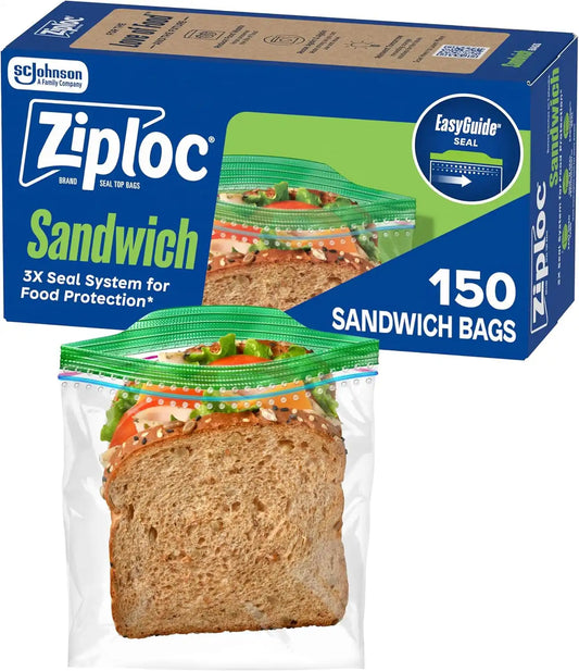 Ziploc Sandwich & Snack Bags, Food Storage, Easy Open & Close, 150 Count