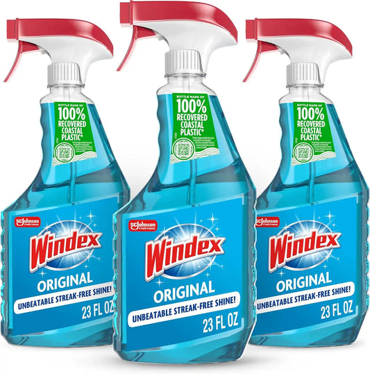 Windex Glass & Window Cleaner Spray Bottle, Original, 23 oz (Pack of 3)