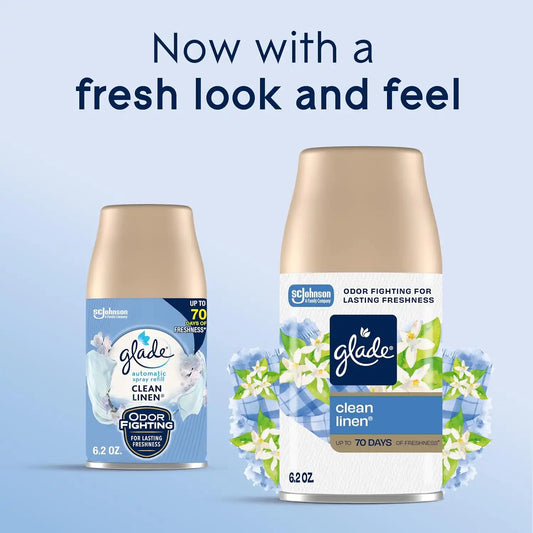 Glade Automatic Spray Air Freshener Kit, Clean Linen, Holder +2 Refills