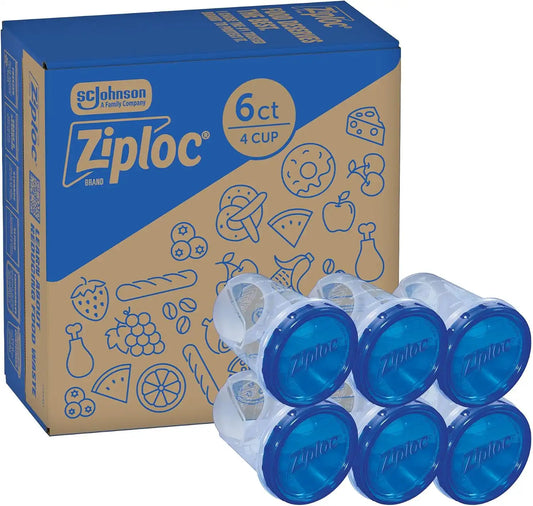 Ziploc Twist N Loc Food Storage Meal Prep Containers, Medium, 6 Count