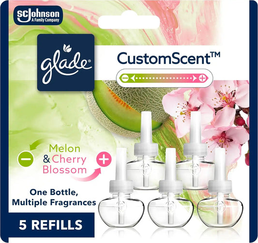 Glade PlugIns CustomScent Refills, Melon & Cherry Blossom, 5 Count