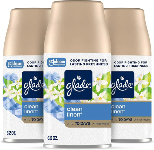 Glade Automatic Spray Air Freshener Refill, Clean Linen, 3 Count