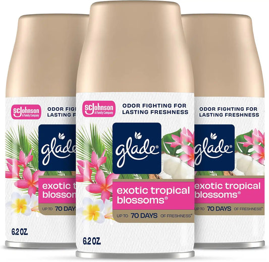Glade Automatic Spray Air Freshener Refill, Tropical Blossoms, 3 Count