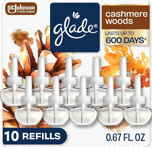 Glade PlugIns Air Freshener Refills, Cashmere Woods, 10 Count