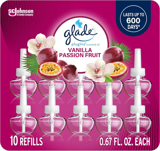 Glade PlugIns Air Freshener Refills, Vanilla Passion Fruit, 10 Count