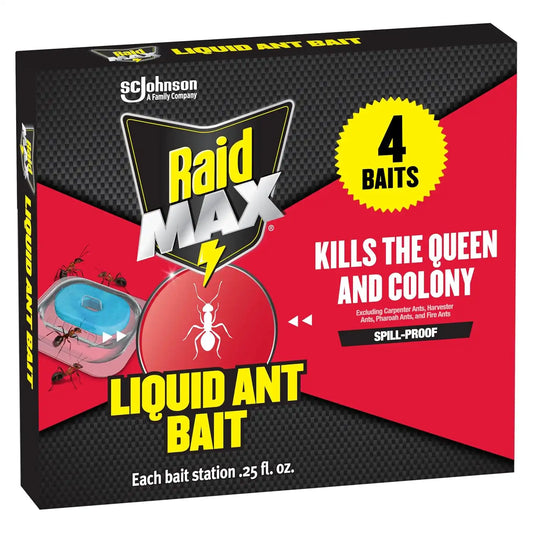 Raid MAX Liquid Ant Bait Stations, Outdoor and Indoor, 4 Count, 25 fl. oz.