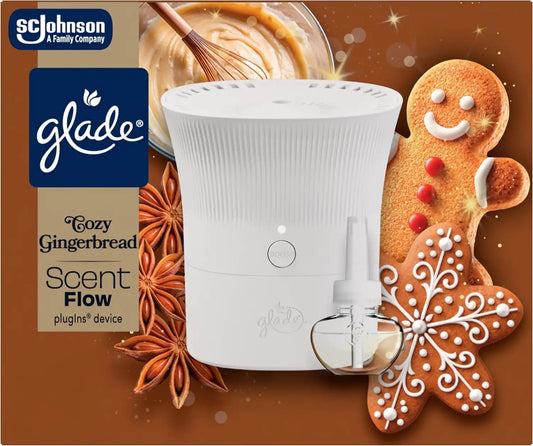 Glade® Scent Flow PlugIns® Air Freshener Starter Kit, Cozy Gingerbread, 1 Device + 1 Refill, 0.67 fl oz