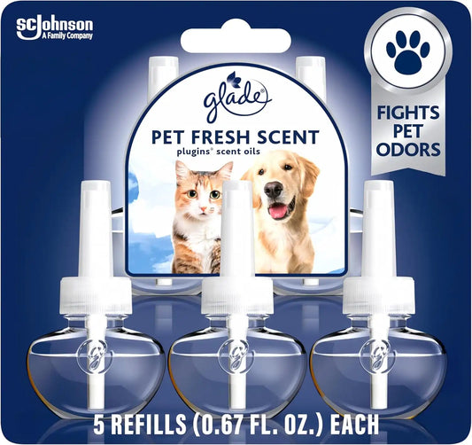 Glade PlugIns Air Freshener Refills, Pet Fresh Scent, 5 Count