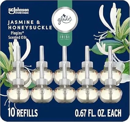 Glade PlugIns Air Freshener Refills, Jasmine & Honeysuckle, 10 Count