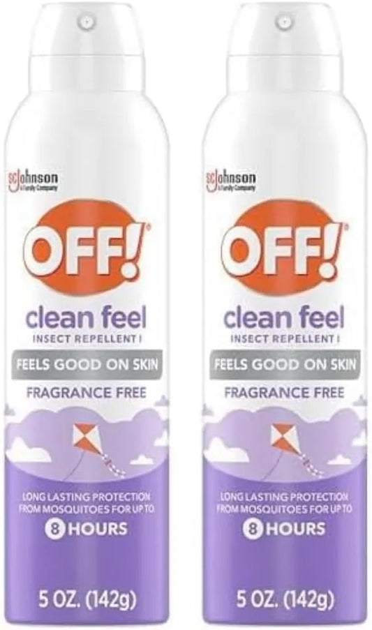 OFF! Clean Feel Insect Repellent Aerosol with 20% Picaridin, Bug Spray with Long Lasting Protection from Mosquitoes, Feels Good on Skin, 5 oz (Pack of 2)