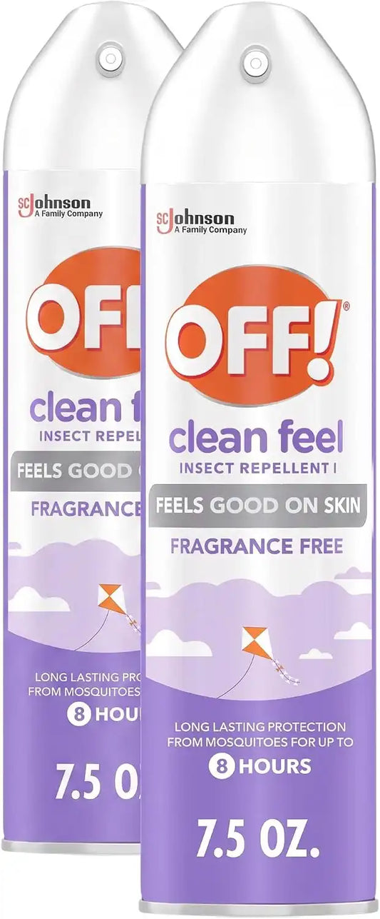 OFF! Clean Feel Insect Repellent Aerosol with 20% Picaridin, Bug Spray with Long Lasting Protection from Mosquitoes, Feels Good on Skin, 7.5 oz (Pack of 2)