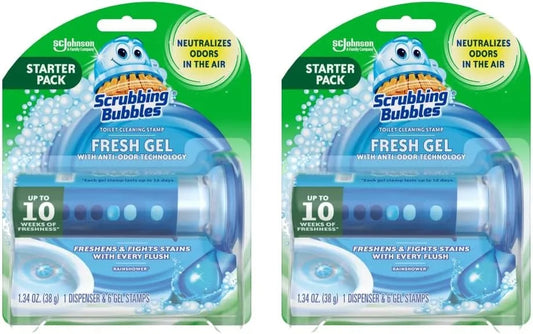 Scrubbing Bubbles Fresh Gel Toilet Bowl Cleaner, Rainshower, 6 Count 2-Pack