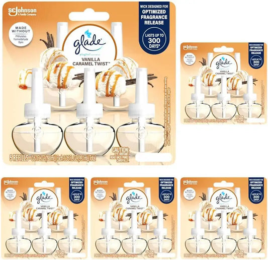 Glade PlugIns Air Freshener Refills, Vanilla Caramel Twist, 3.35 Fl Oz (5 Count) (Pack of 5)