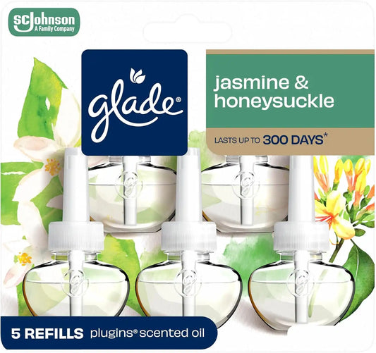 Glade PlugIns Air Freshener Refills, Jasmine & Honeysuckle, 5 Count