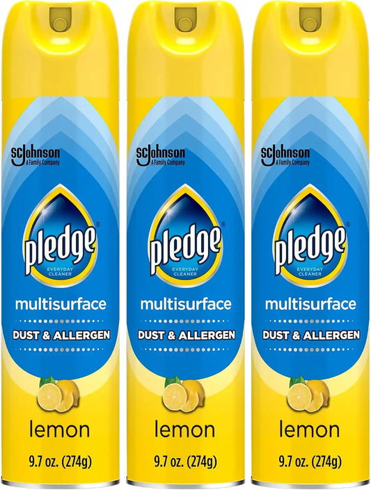 Pledge Dust & Allergen Multisurface Cleaner Spray, Lemon, 9.7 oz, (3-Pack)