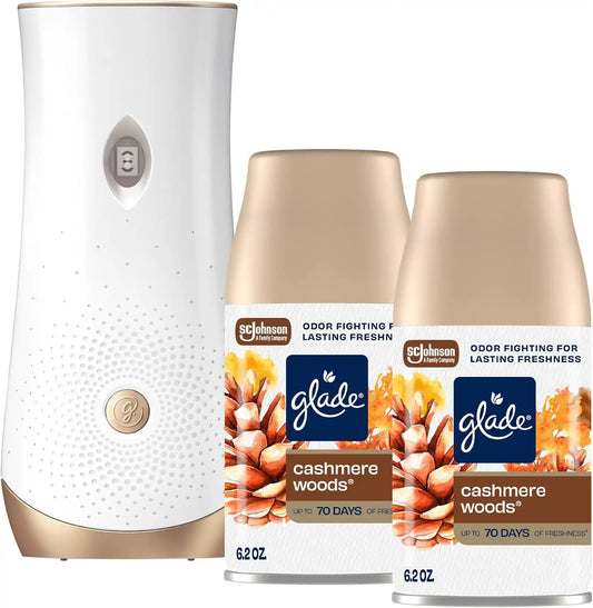 Glade Automatic Spray Air Freshener Kit, Cashmere Woods, Holder + 2 Refills