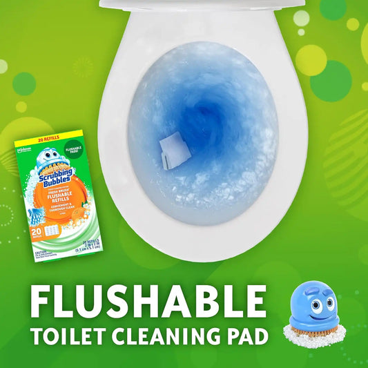 Scrubbing Bubbles Flushable Toilet Bowl Wand Cleaner Refills, Fresh Brush Cleaner Toilet Refill Pads, Removes Limescale & Odors, Citrus Scent,20 Count (Pack of 4)