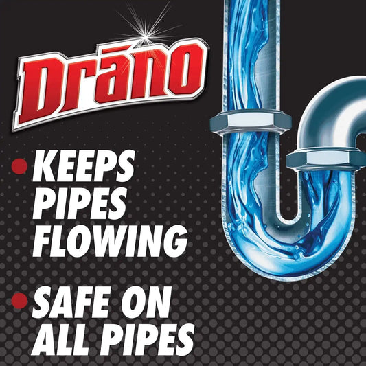 Drano Liquid Drain Cleaner & Clog Remover, Hair & Soap Scum Cleaner, 32 oz