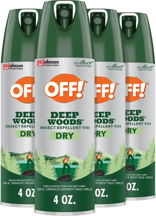 OFF! Deep Woods Dry Insect & Mosquito Repellent Bug Spray, 4 oz,(4-Pack)