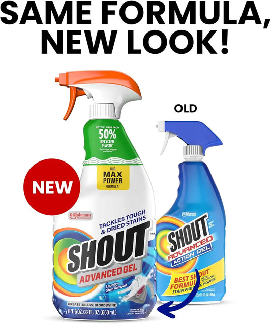 Shout Advanced Gel Laundry Stain Remover Spray, 22oz, (3-Pack)