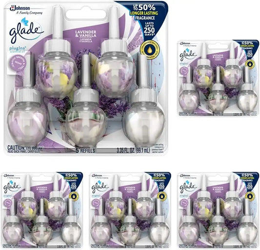 Glade PlugIns Air Freshener Refills, Lavender & Vanilla, 3.35 Fl Oz (5 Count) (Pack of 5)