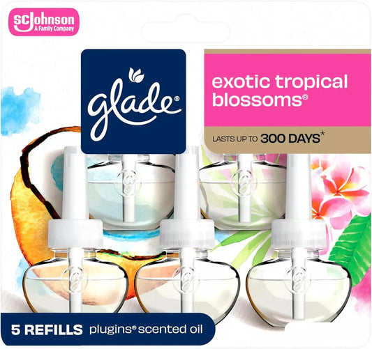 Glade PlugIns Air Freshener Refills, Exotic Tropical Blossoms, 5 Count