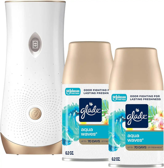 Glade Automatic Spray Air Freshener Kit, Aqua Waves, Holder + 2 Refills