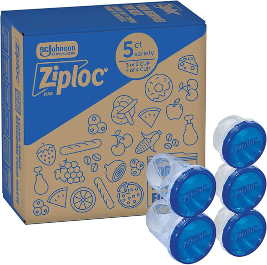 Ziploc Twist N Loc Food Storage Meal Prep Containers, Variety Pack, 5 Count