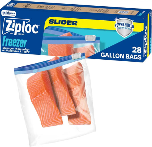 Ziploc Gallon Food Storage Freezer Slider Bags, Durable, 28 Count (Pack of 9)