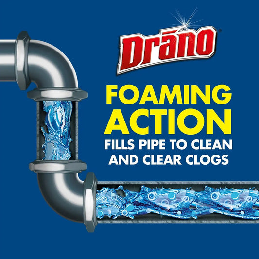 Drano Dual-Force Foamer Drain Clog Remover and Cleaner for Shower or Sink Drains, Unclogs and Removes Sources of Odor, Commercial Line, 17 oz