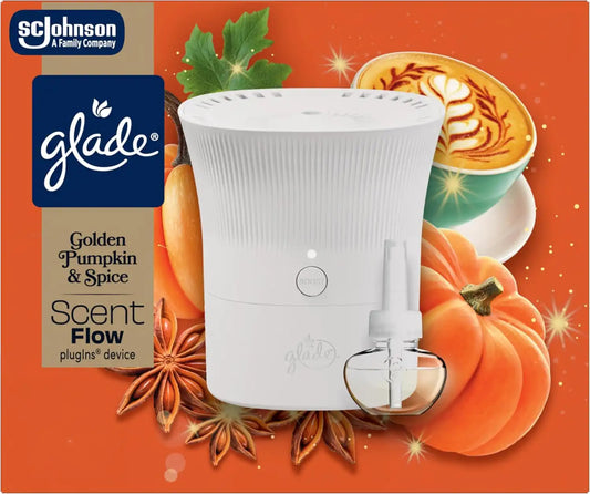Glade® Scent Flow PlugIns® Air Freshener Starter Kit, Golden Pumpkin & Spice, 1 Device + 1 Refill, 0.67 fl oz