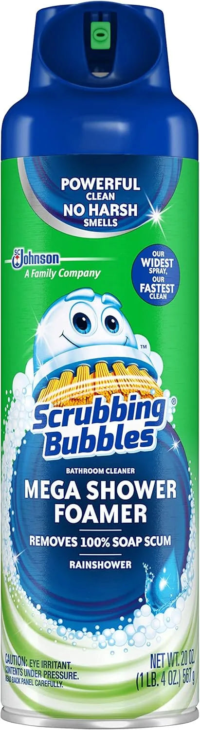 Scrubbing Bubbles Mega Bathroom and Shower Foamer Aerosol, Rainshower Scent, 20oz
