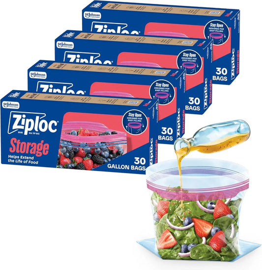 Ziploc Gallon Food Storage Bags, 120 Total Bags (30 Count, 4-Pack)