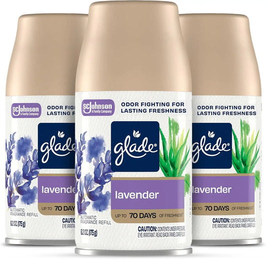 Glade Automatic Spray Air Freshener Refill, Lavender & Aloe, 3 Count