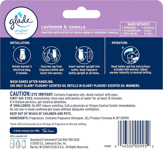 Glade PlugIns Air Freshener Refills, Lavender & Vanilla, 3.35 Fl Oz (5 Count) (Pack of 5)