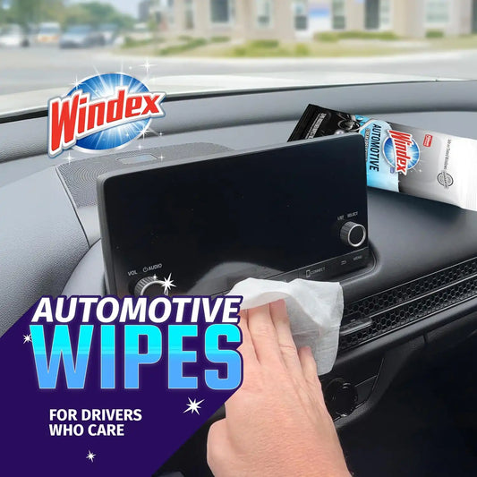 Windex Auto Wipes for Car Windows, Mirrors and Screens, Pre-Moistened Car Cleaner Wipes for Quick Streak-Free Shine, Guaranteed Safe-for Tinted Windows and Electronics, 25 count (Pack of 12)
