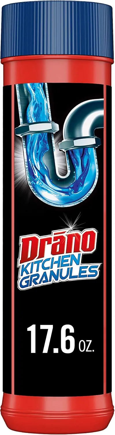 Drano Kitchen Granules Drain Clog Remover and Cleaner, Unclogs blockage from Grease or Cooking Oil, 17.6 oz