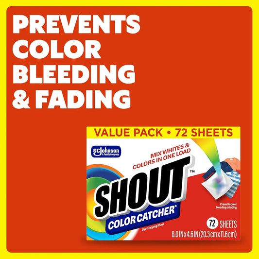 Shout Color Catcher Dye-Trapping Laundry Sheets, 72 Count, (4-Pack)