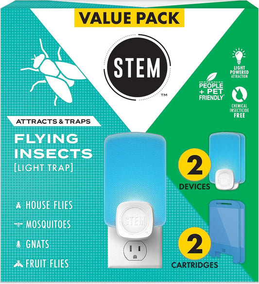 STEM Flying Insect Indoor Trap, UV Light Plug-in, 2 Devices + 2 Cartridges