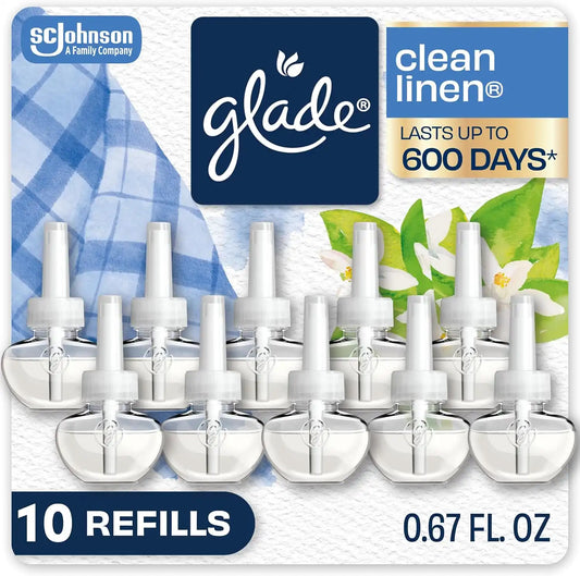 Glade PlugIns Air Freshener Refills, Clean Linen, 10 Count