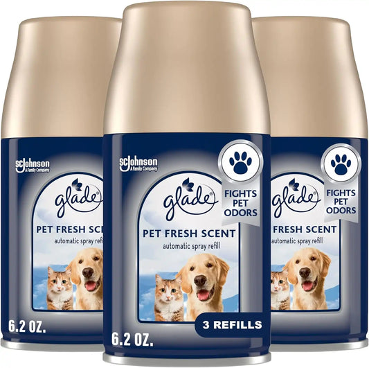 Glade Automatic Spray Refill, Pet Fresh Scent, Scented Air Freshener for Home and Bathroom, 6.2 Oz, 3 Count