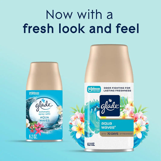 Glade Automatic Spray Air Freshener Kit, Aqua Waves, Holder + 2 Refills
